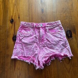 Blank NYC Pink Distressed Jean Shorts